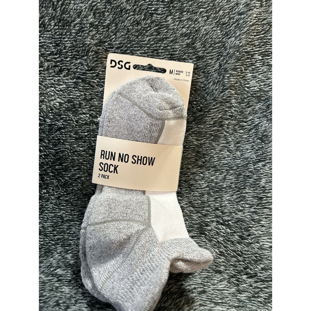 DSG Run No Show 2 Pack Medium(Women's 5-10/ Men's 4-8) White Socks (SC2)